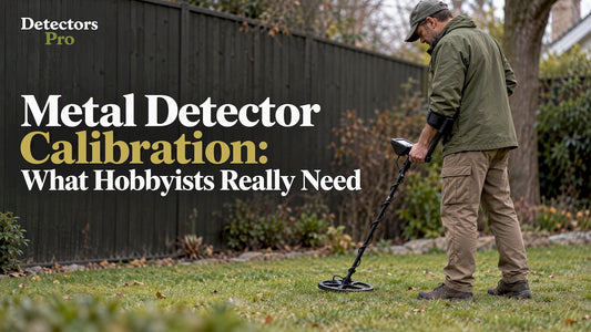 Detectorist ground-balancing a metal detector