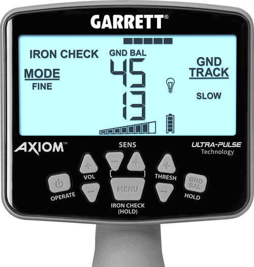Garrett Axiom Waterproof Metal Detector with Mono 13″x11″ and DD 11″x7″Search