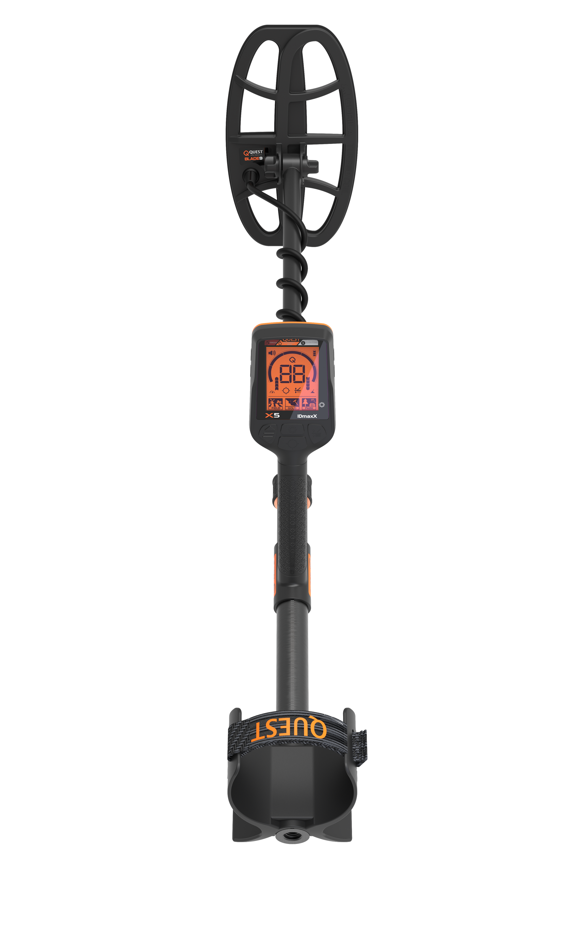 QUEST X5 IDmaxX Metal Detector with 9x5" Blade9 Waterproof Search Coil