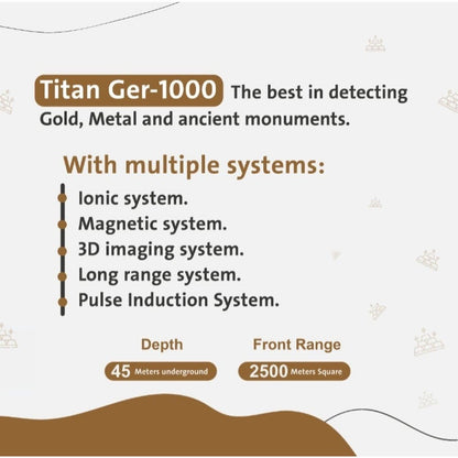 GER Detect Titan 1000 Long Range Metal Detector with 8" and 17" Coils - Five Search Systems