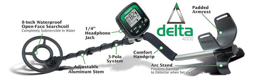 Teknetics Delta 4000 Metal Detector with 8" Concentric Waterproof Search Coil