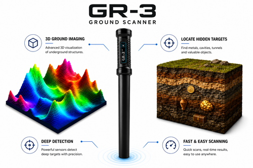 GROUNDTECH GR3 Deep Seeking 3D Metal Detector - Single Sensor